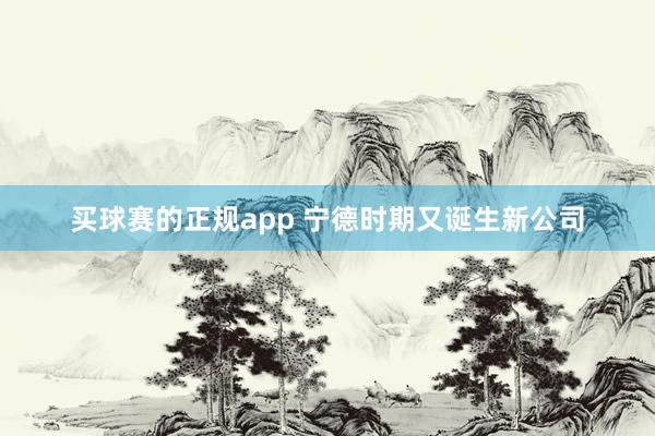 买球赛的正规app 宁德时期又诞生新公司