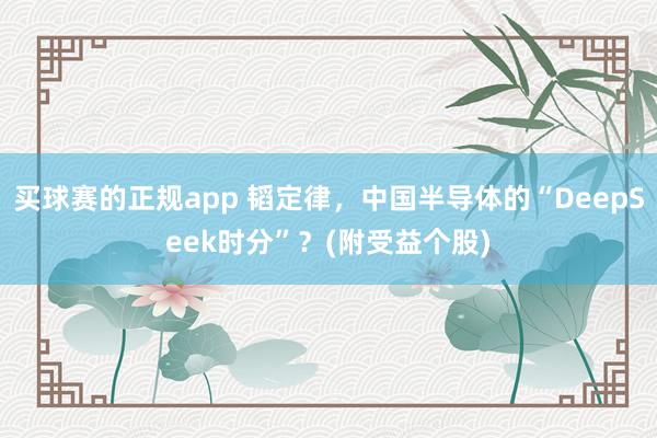 买球赛的正规app 韬定律,中国半导体的“DeepSeek时分”?(附受益个股)