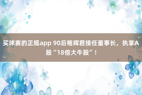 买球赛的正规app 90后稚晖君接任董事长,执掌A股“18倍大牛股”!