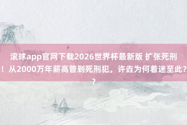 滚球app官网下载2026世界杯最新版 扩张死刑!从2000万年薪高管到死刑犯,许垚为何着迷至此?