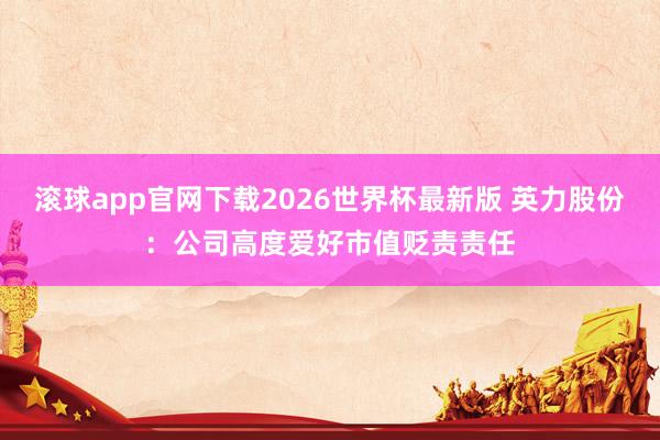 滚球app官网下载2026世界杯最新版 英力股份:公司高度爱好市值贬责责任