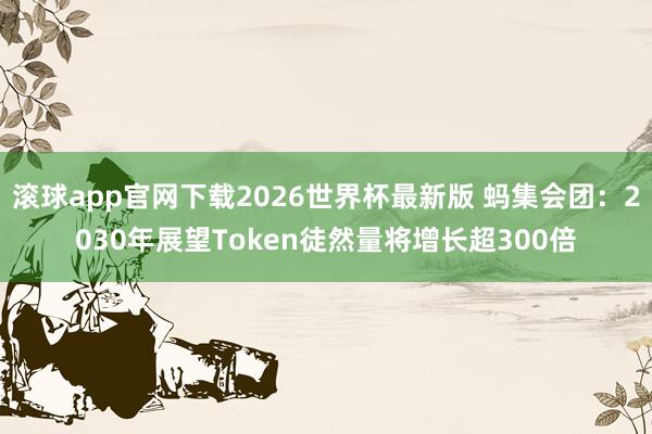 滚球app官网下载2026世界杯最新版 蚂集会团:2030年展望Token徒然量将增长超300倍