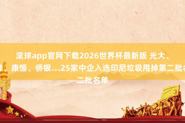 滚球app官网下载2026世界杯最新版 光大、三峰、康恒、侨银…25家中企入选印尼垃圾甩掉第二批名单