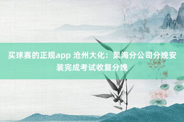 买球赛的正规app 沧州大化:聚海分公司分娩安装完成考试收复分娩
