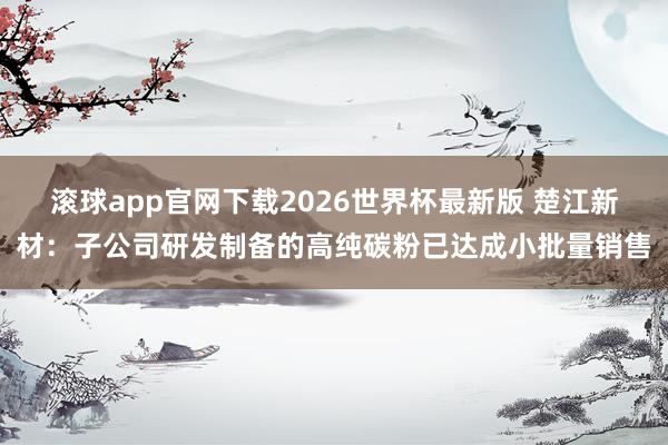 滚球app官网下载2026世界杯最新版 楚江新材:子公司研发制备的高纯碳粉已达成小批量销售