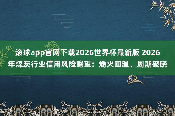 滚球app官网下载2026世界杯最新版 2026年煤炭行业信用风险瞻望:爝火回温、周期破晓