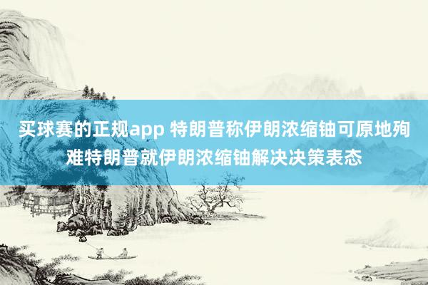 买球赛的正规app 特朗普称伊朗浓缩铀可原地殉难特朗普就伊朗浓缩铀解决决策表态