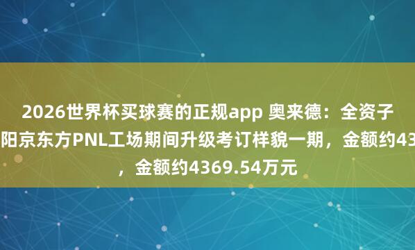 2026世界杯买球赛的正规app 奥来德:全资子公司中标绵阳京东方PNL工场期间升级考订样貌一期,金额约4369.54万元