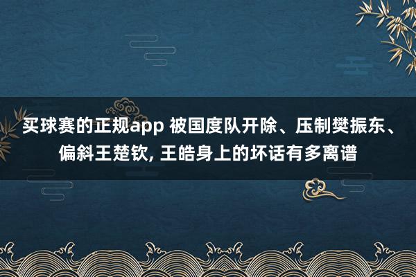 买球赛的正规app 被国度队开除、压制樊振东、偏斜王楚钦, 王皓身上的坏话有多离谱