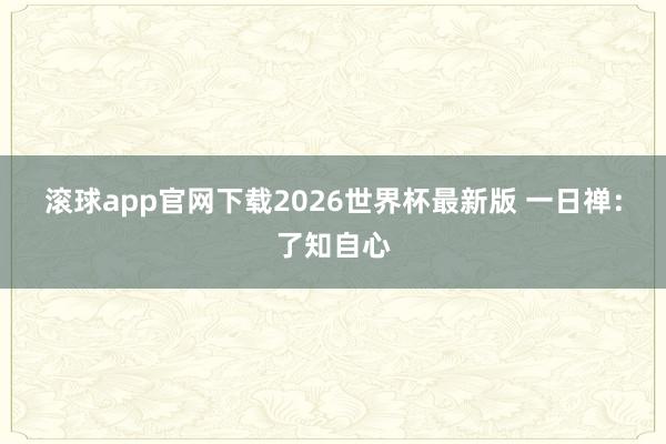 滚球app官网下载2026世界杯最新版 一日禅：了知自心