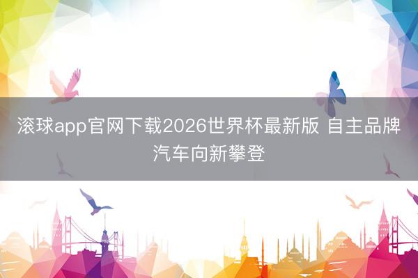 滚球app官网下载2026世界杯最新版 自主品牌汽车向新攀登