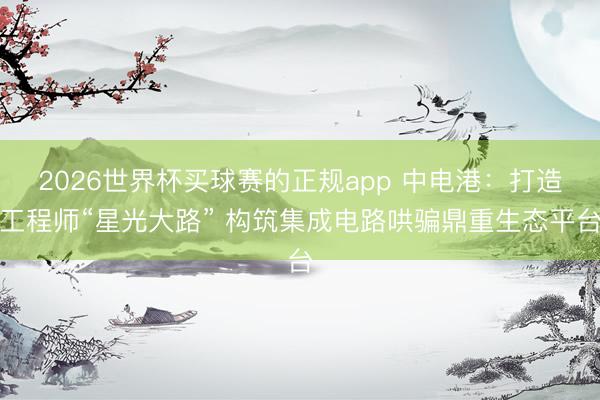 2026世界杯买球赛的正规app 中电港:打造工程师“星光大路” 构筑集成电路哄骗鼎重生态平台