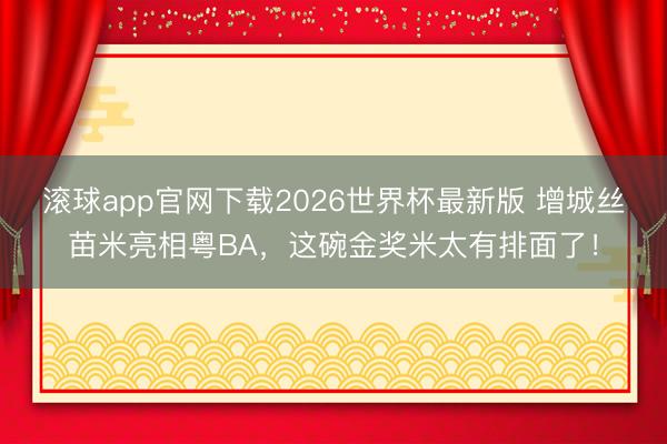 滚球app官网下载2026世界杯最新版 增城丝苗米亮相粤BA,这碗金奖米太有排面了!