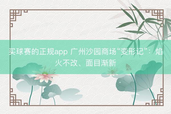 买球赛的正规app 广州沙园商场“变形记”：焰火不改、面目渐新