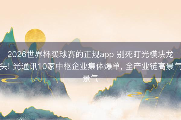 2026世界杯买球赛的正规app 别死盯光模块龙头! 光通讯10家中枢企业集体爆单, 全产业链高景气